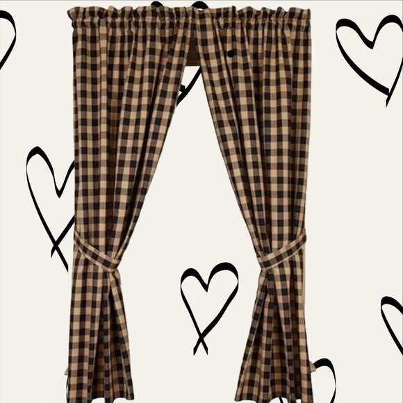 ⭐ Love Offers! New Raghu Heritage House Check Black Nutmeg Panels - 72" x 63" - Picture 1 of 4